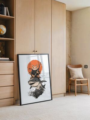 Katzenkrieger auf Hai in Orange