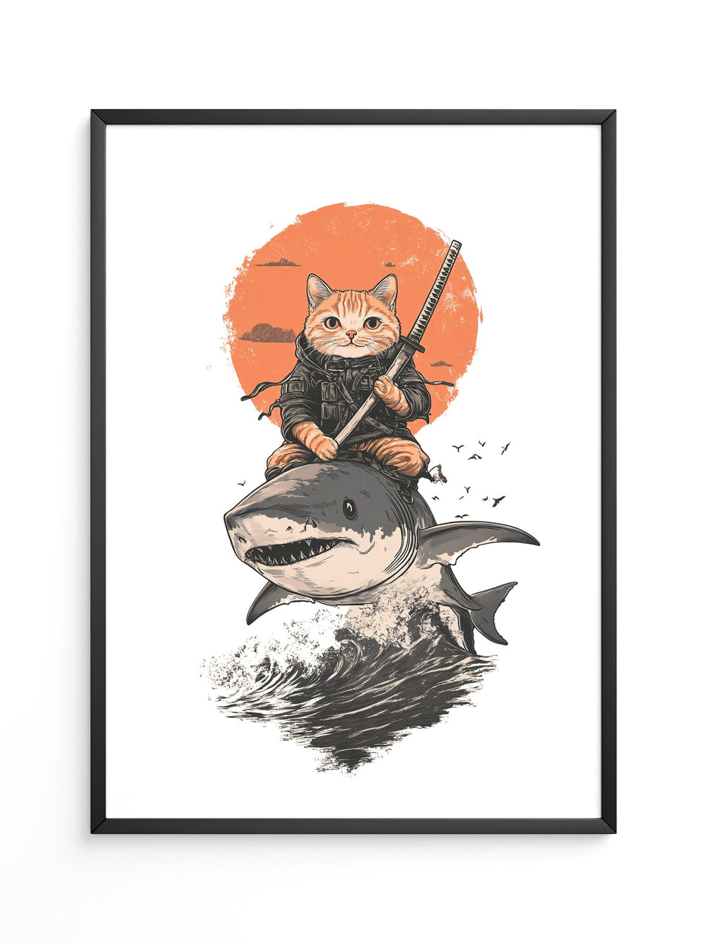 Katzenkrieger auf Hai in Orange