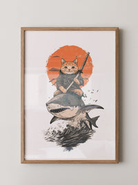 Katzenkrieger auf Hai in Orange
