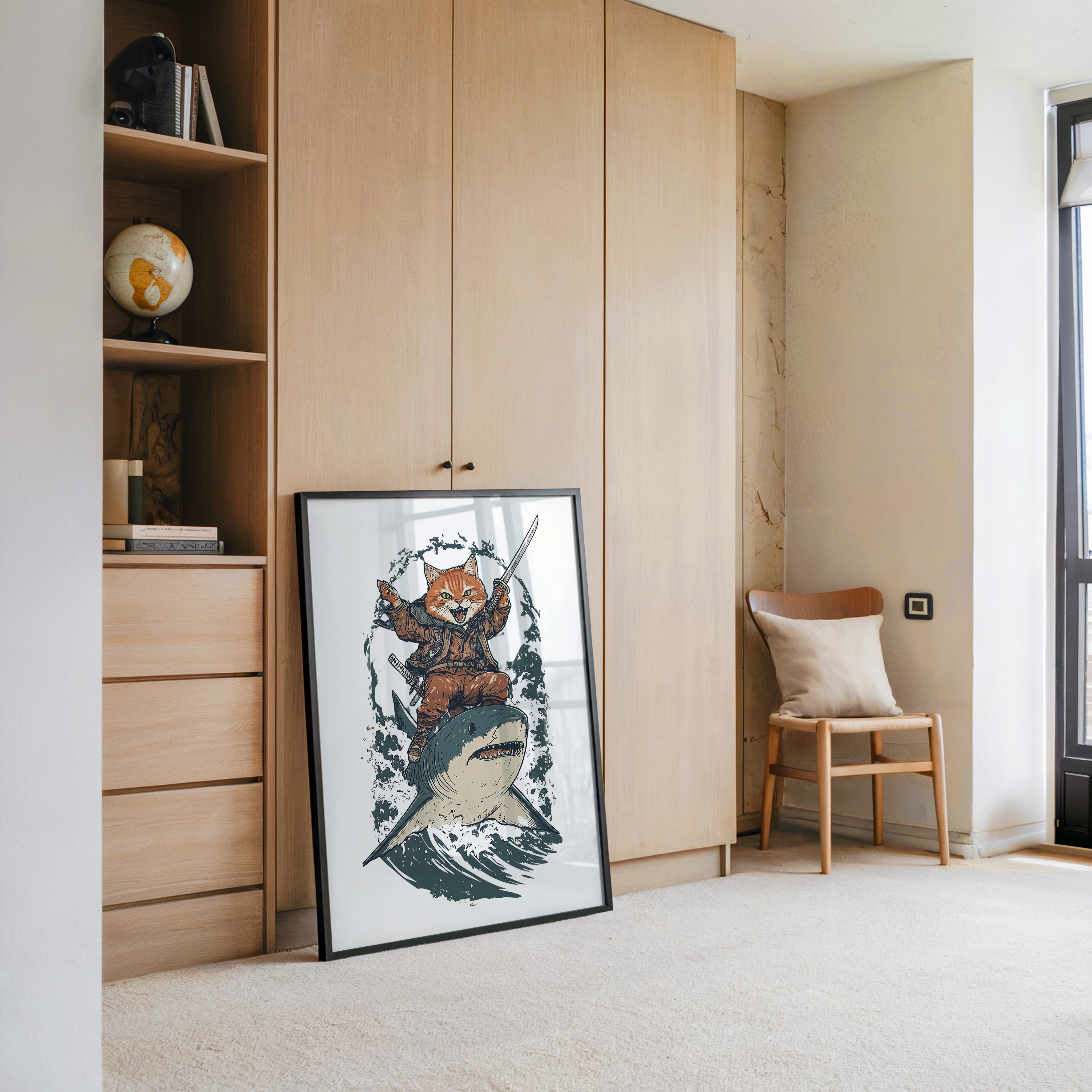 Katzenpirat auf Hai Comic Abenteuer