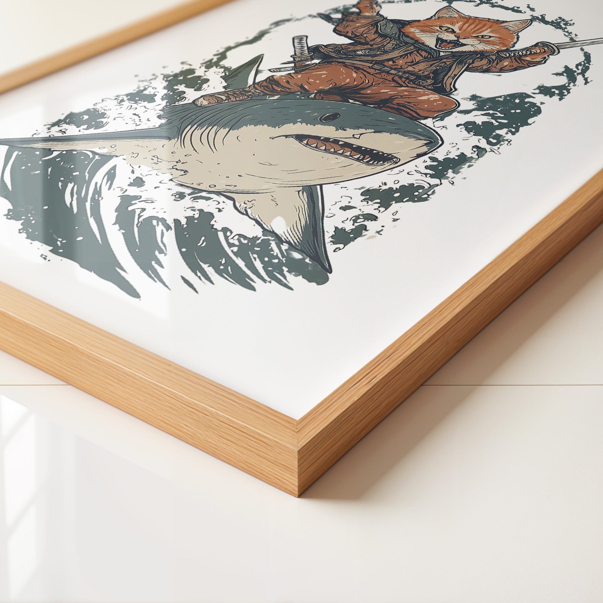 Katzenpirat auf Hai Comic Abenteuer