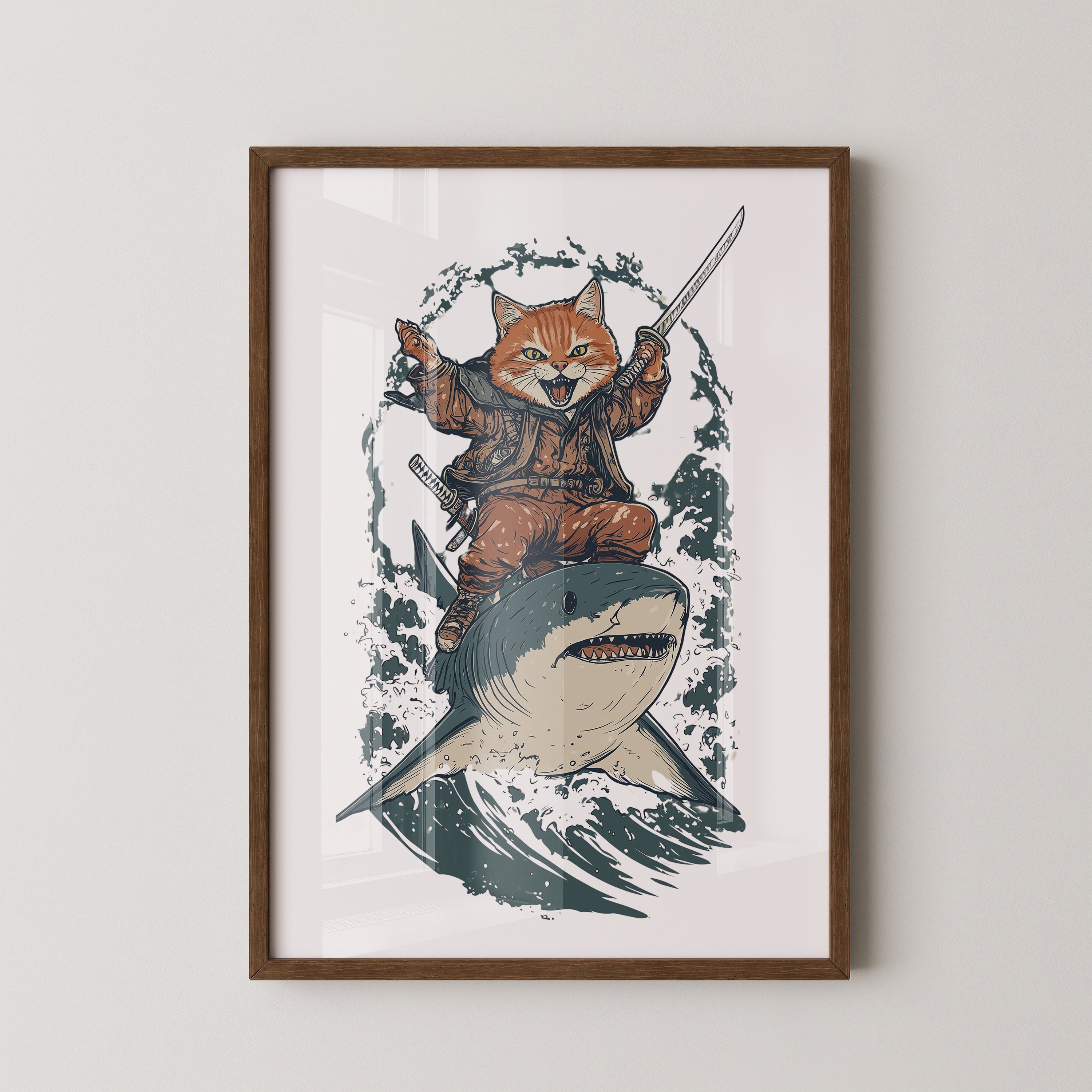 Katzenpirat auf Hai Comic Abenteuer