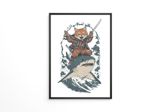 Katzenpirat auf Hai Comic Abenteuer