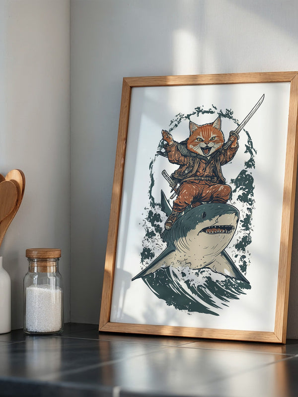 Katzenpirat auf Hai Comic Abenteuer