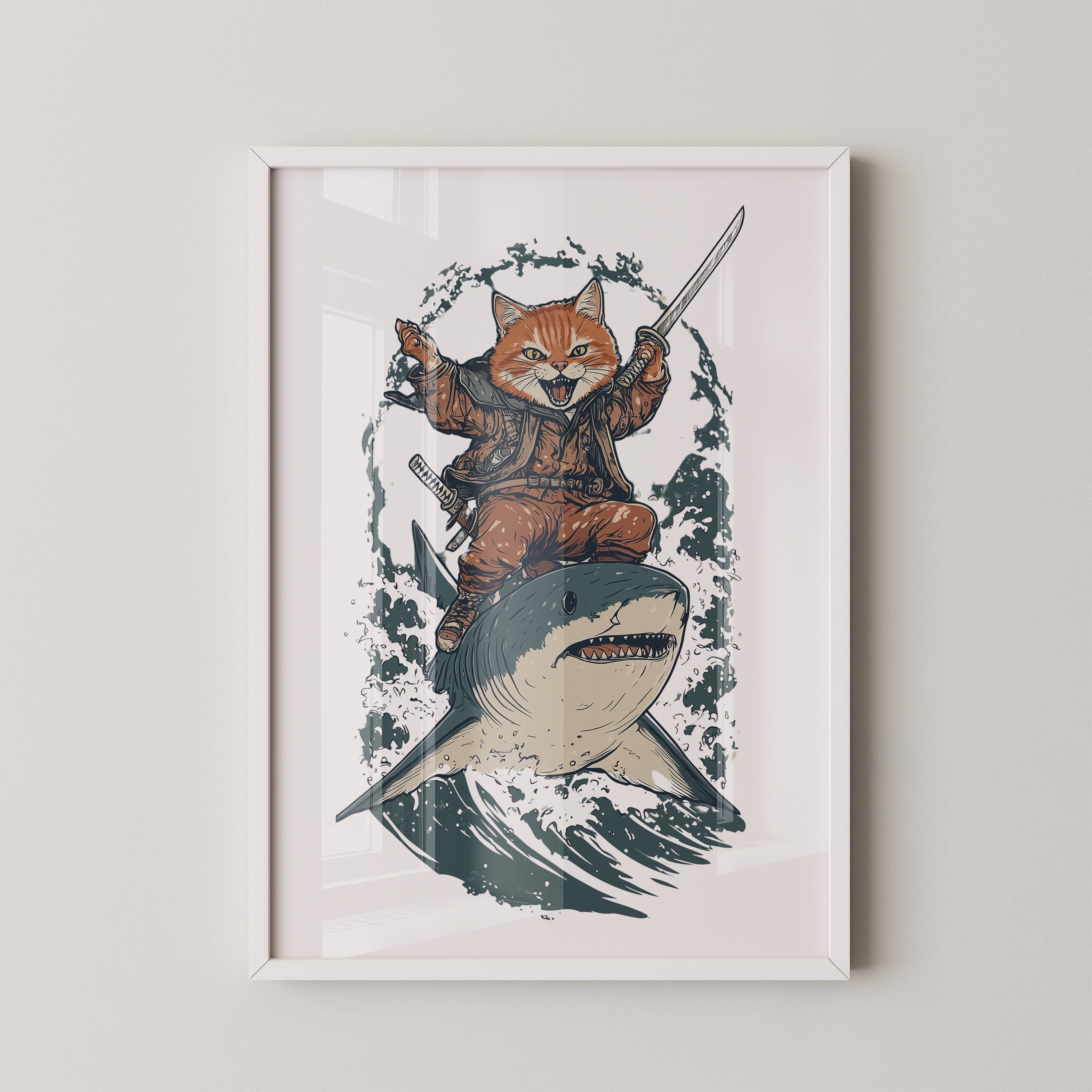 Katzenpirat auf Hai Comic Abenteuer