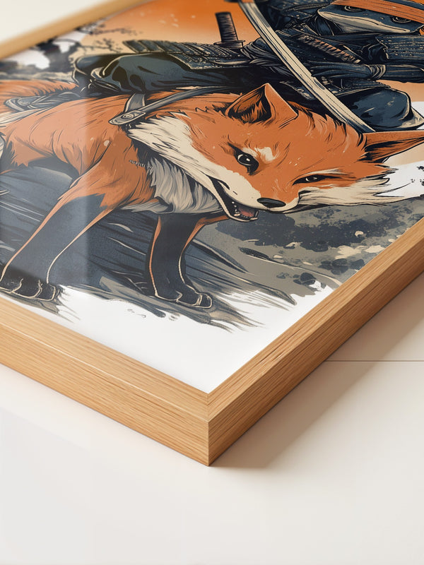Fuchs Samurai Grafik Retro Hemiszenerie