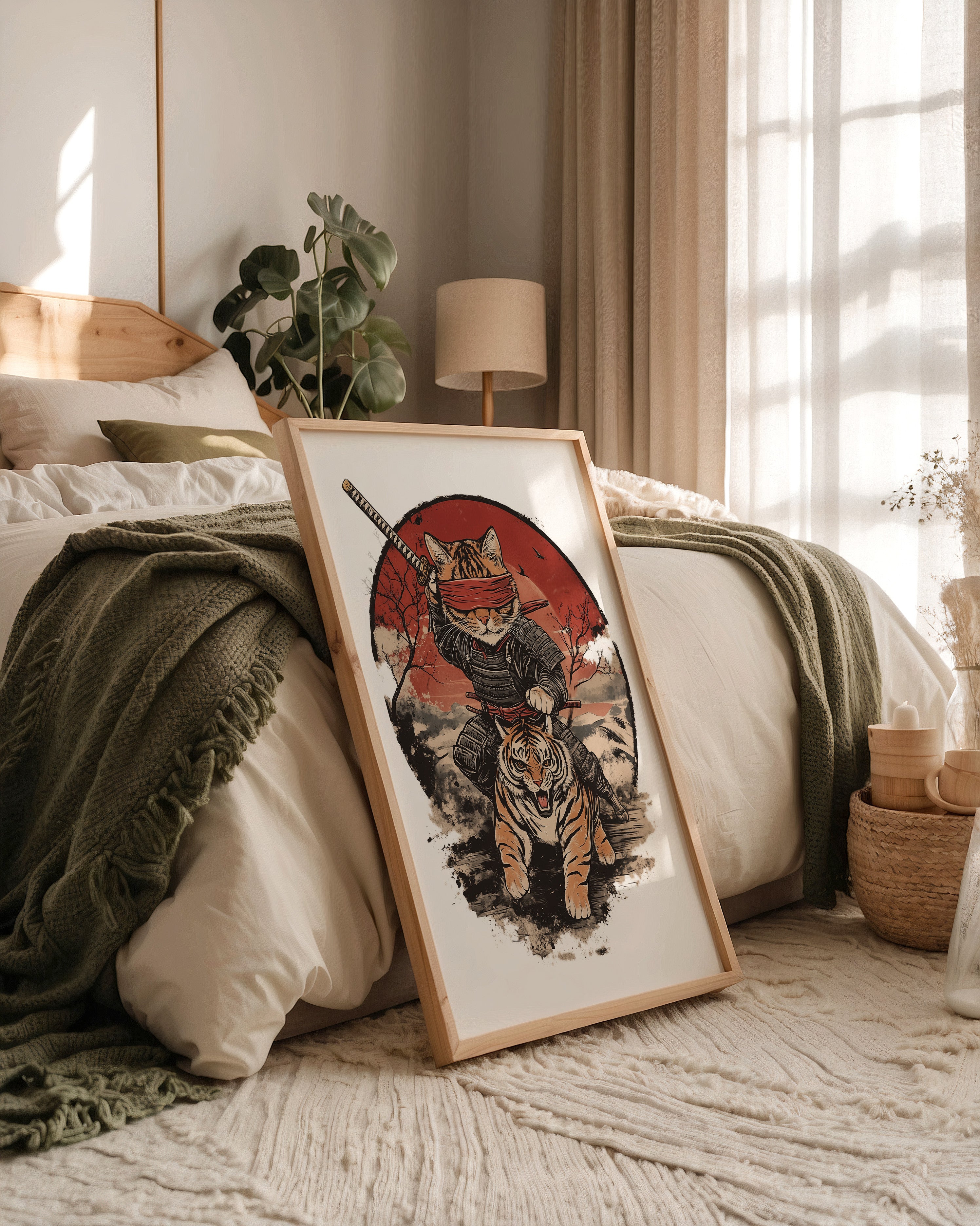 Katzen-Ninja auf Tiger Retro Japan