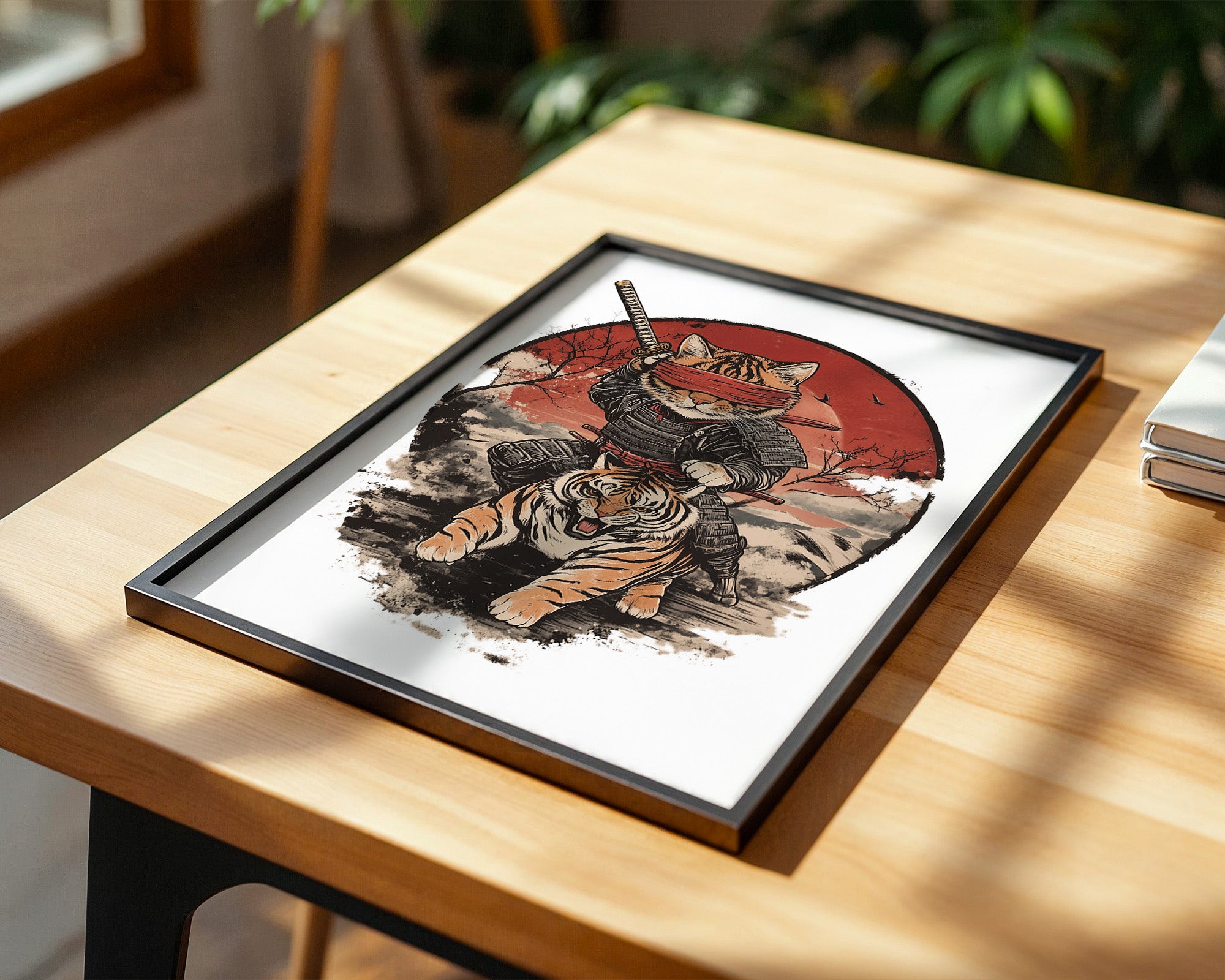 Katzen-Ninja auf Tiger Retro Japan