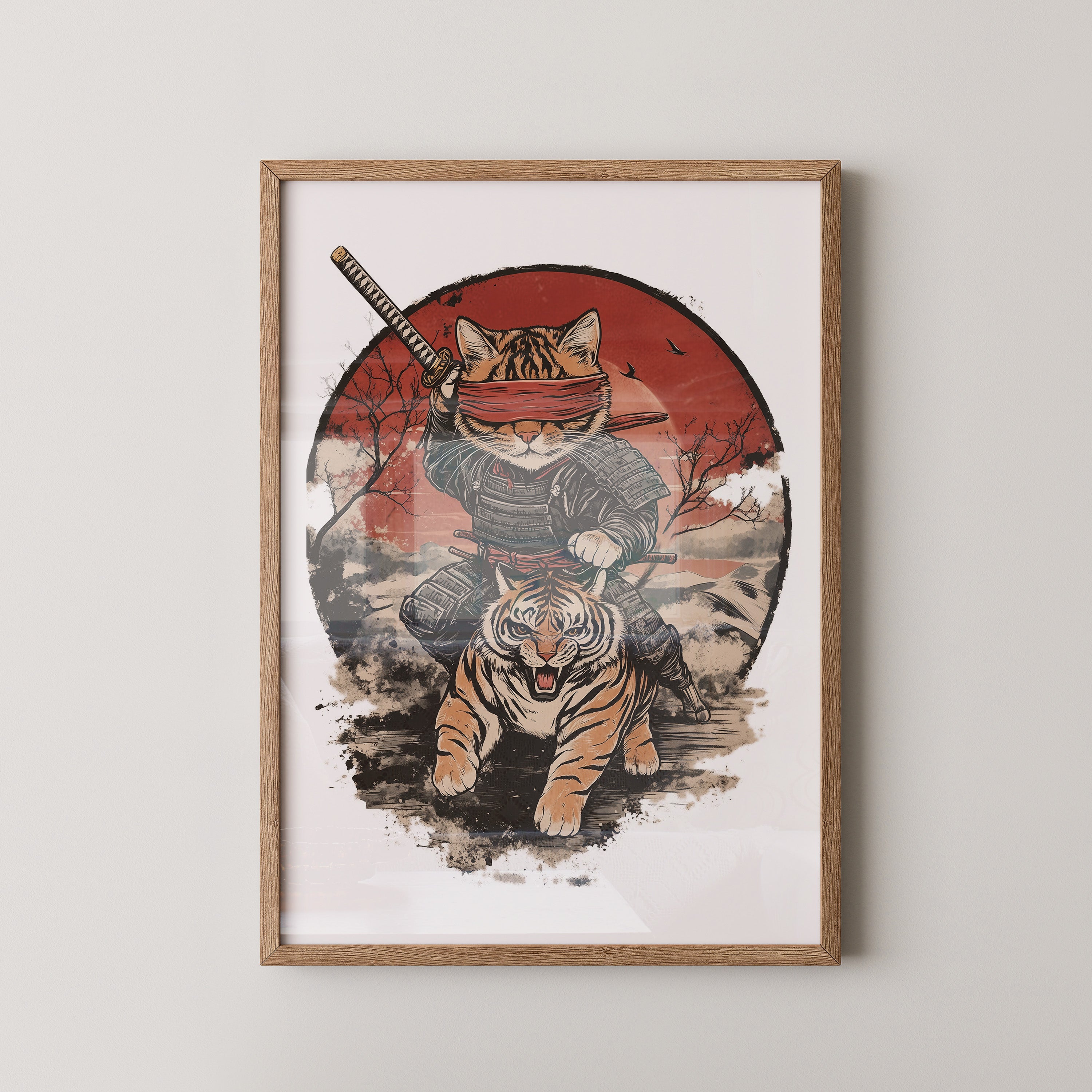 Katzen-Ninja auf Tiger Retro Japan