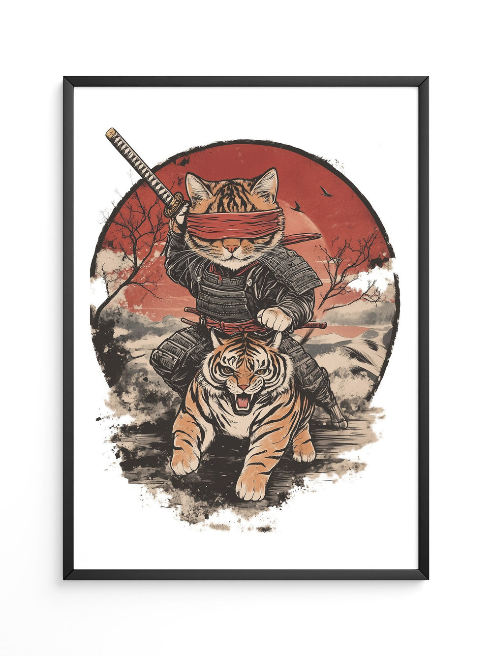 Katzen-Ninja auf Tiger Retro Japan