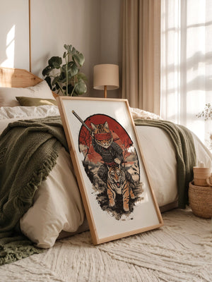 Katzen-Ninja auf Tiger Retro Japan