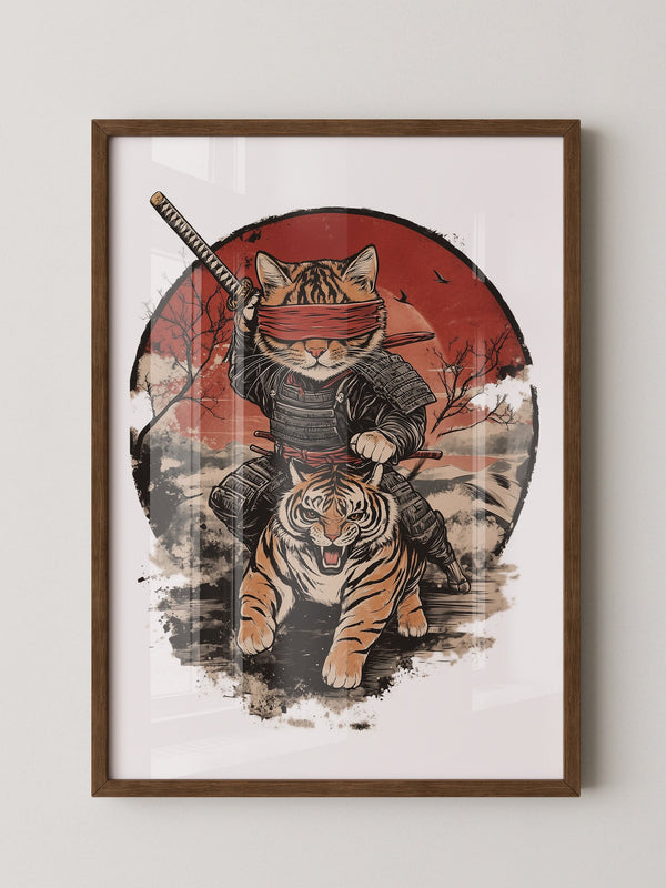 Katzen-Ninja auf Tiger Retro Japan