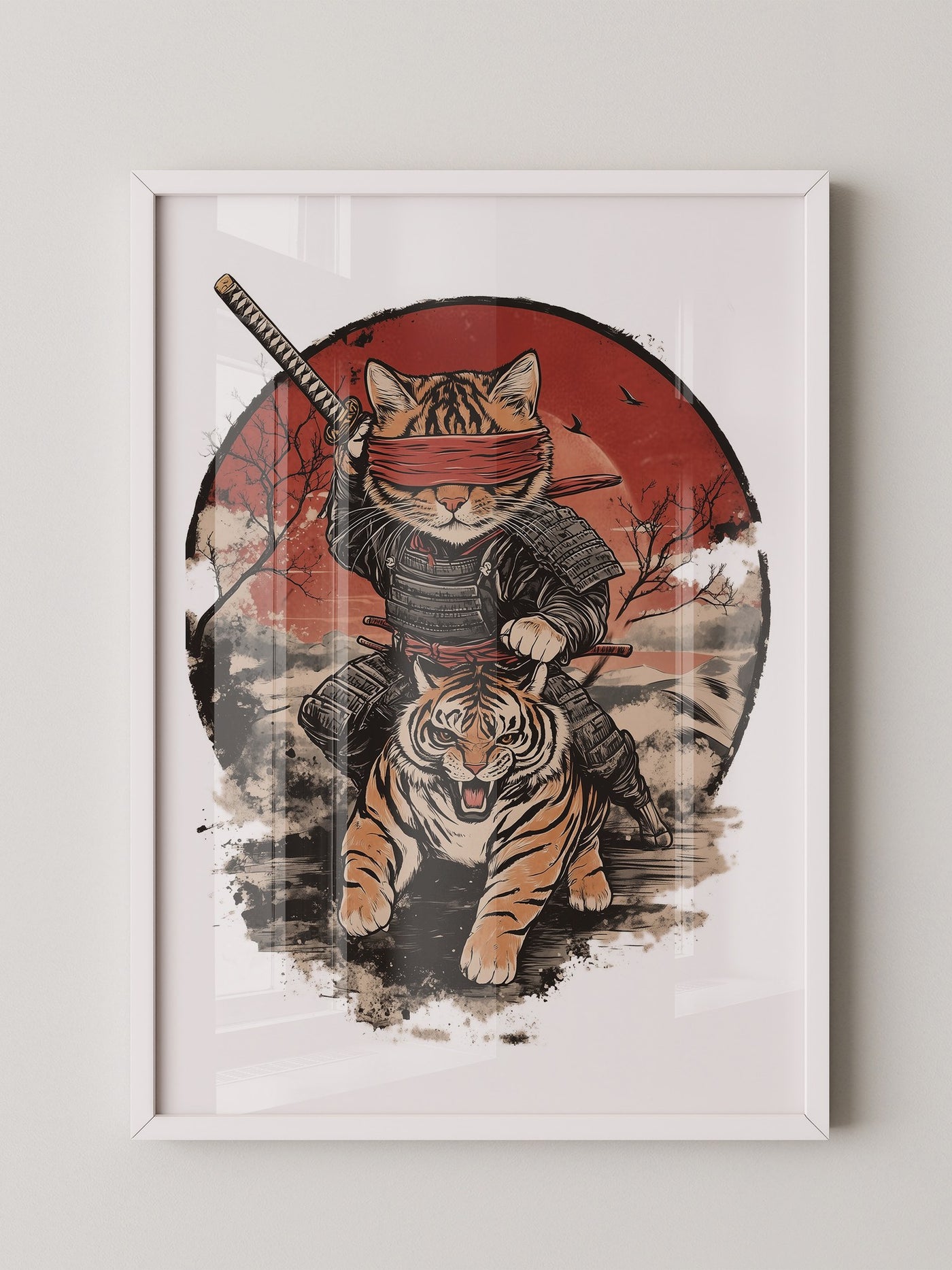 Katzen-Ninja auf Tiger Retro Japan