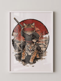 Katzen-Ninja auf Tiger Retro Japan