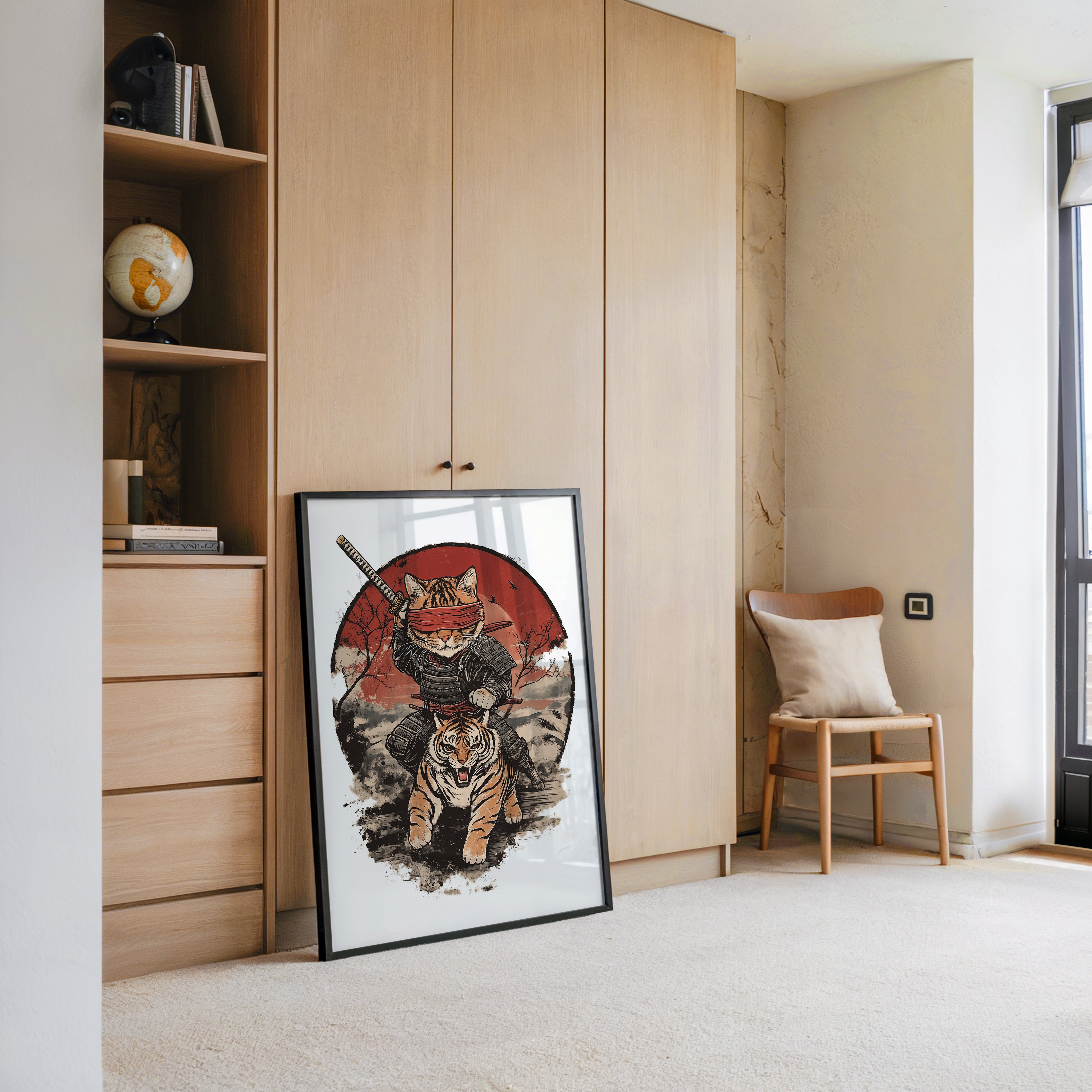 Katzen-Ninja auf Tiger Retro Japan