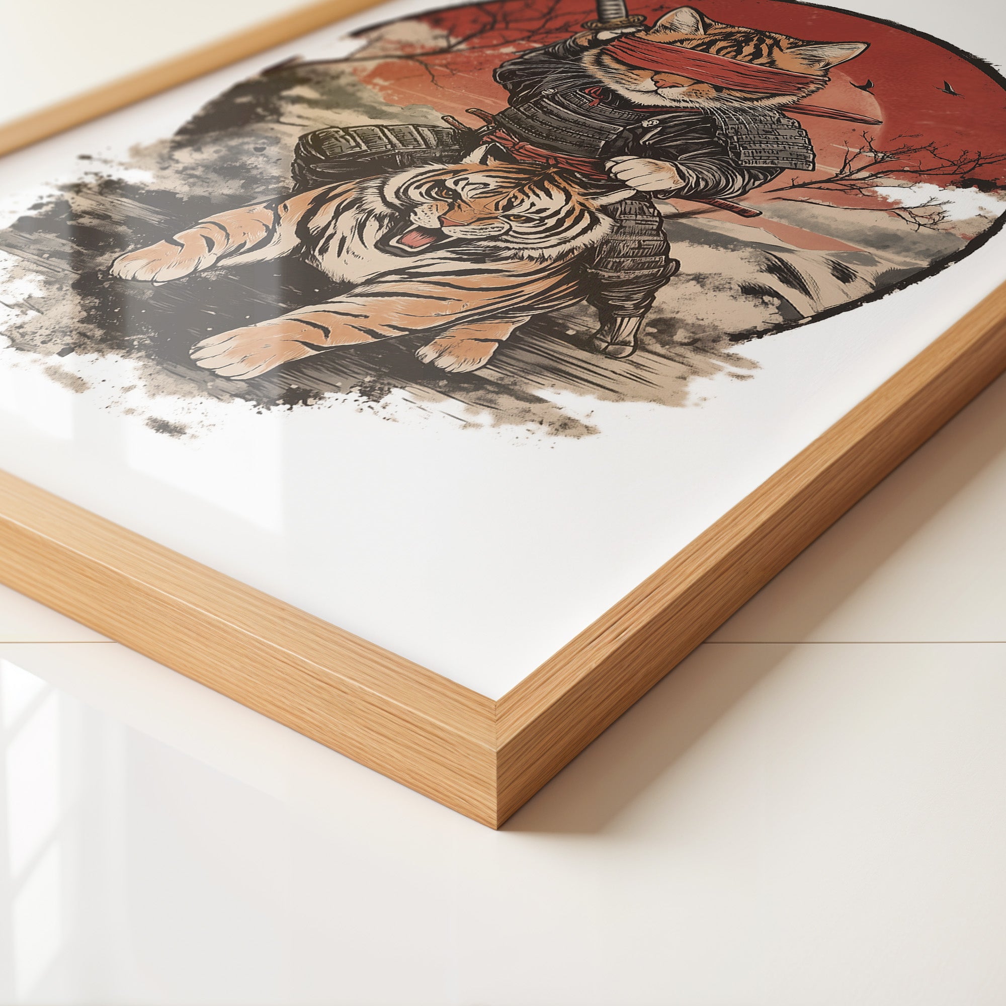 Katzen-Ninja auf Tiger Retro Japan