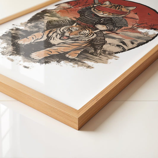 Katzen-Ninja auf Tiger Retro Japan