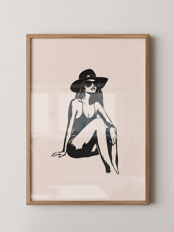 Dame mit Sonnenhut minimalistisch
