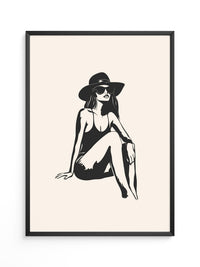 Dame mit Sonnenhut minimalistisch