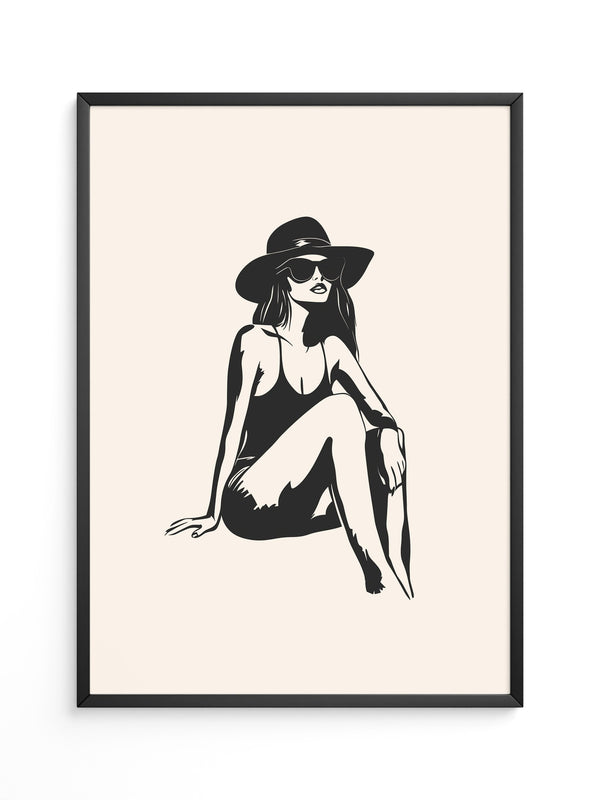 Dame mit Sonnenhut minimalistisch