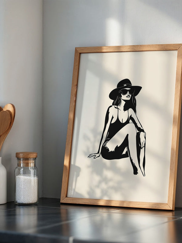 Dame mit Sonnenhut minimalistisch