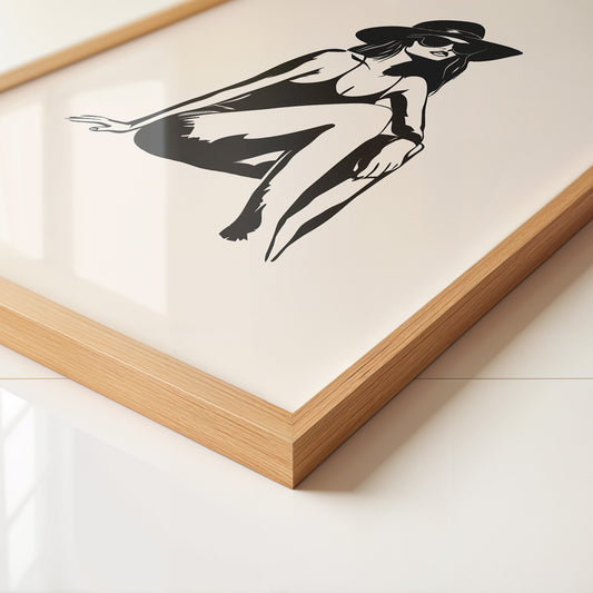 Dame mit Sonnenhut minimalistisch