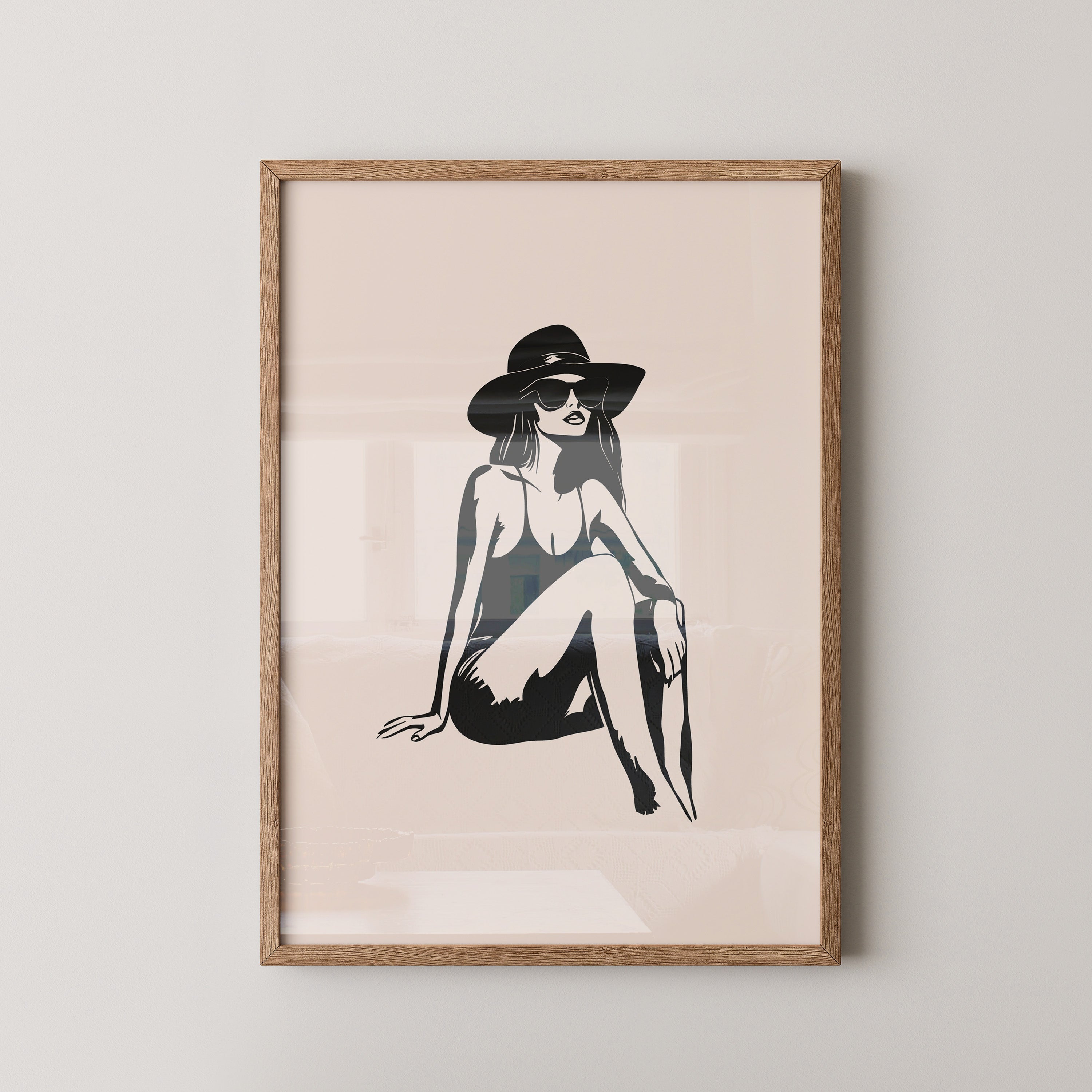 Dame mit Sonnenhut minimalistisch