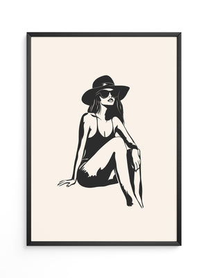 Dame mit Sonnenhut minimalistisch