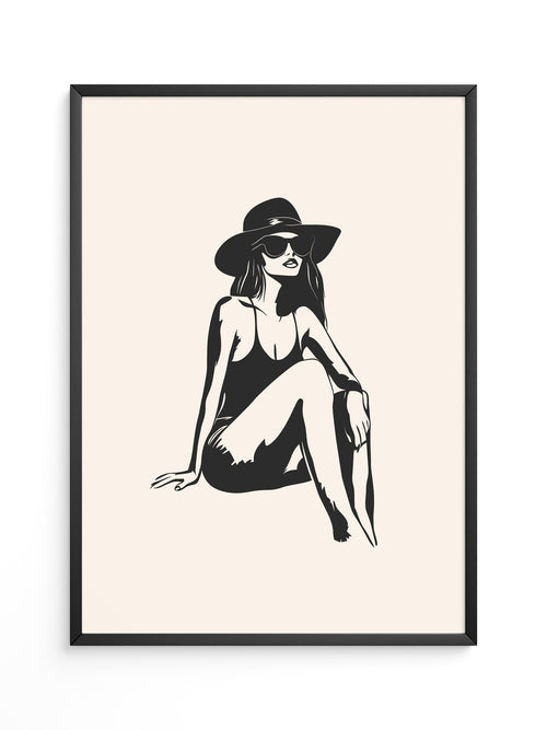 Dame mit Sonnenhut minimalistisch