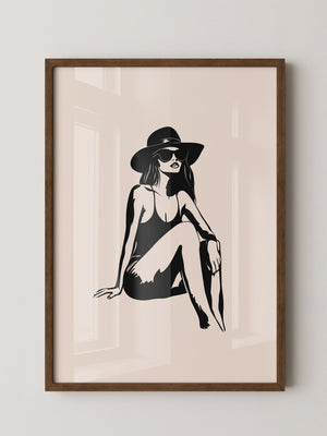 Dame mit Sonnenhut minimalistisch
