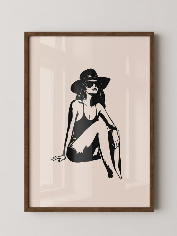 Dame mit Sonnenhut minimalistisch