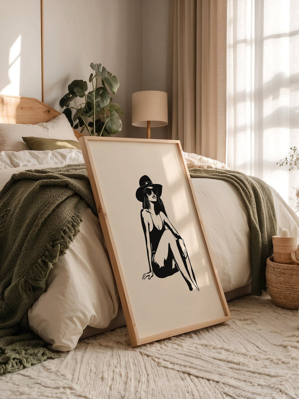 Dame mit Sonnenhut minimalistisch
