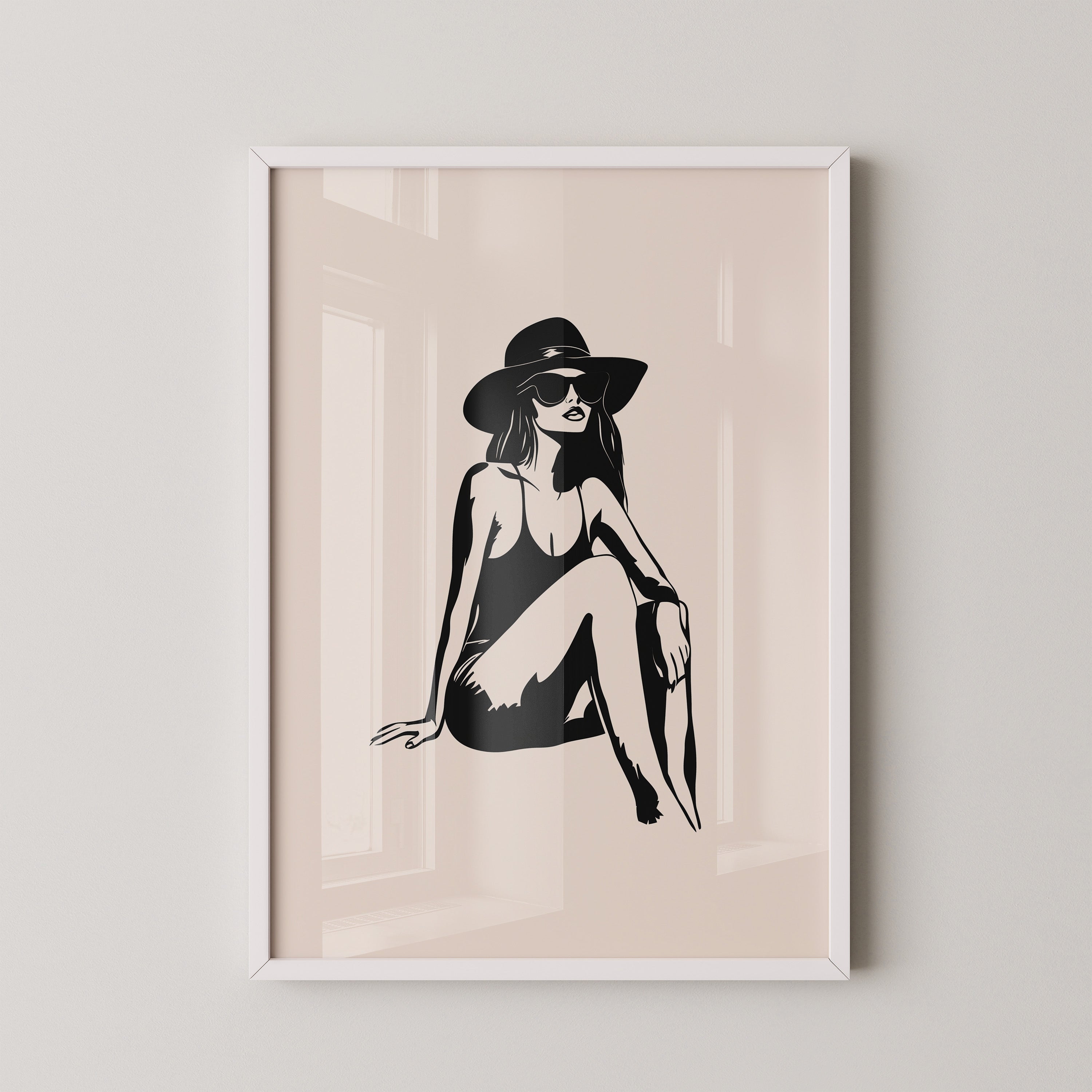 Dame mit Sonnenhut minimalistisch