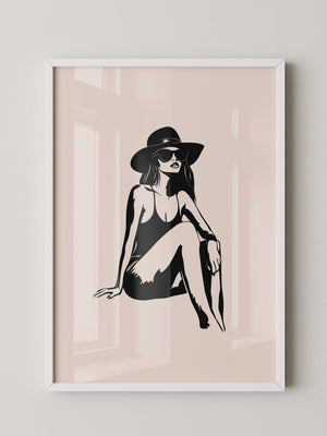 Dame mit Sonnenhut minimalistisch