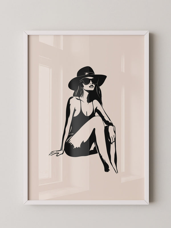 Dame mit Sonnenhut minimalistisch