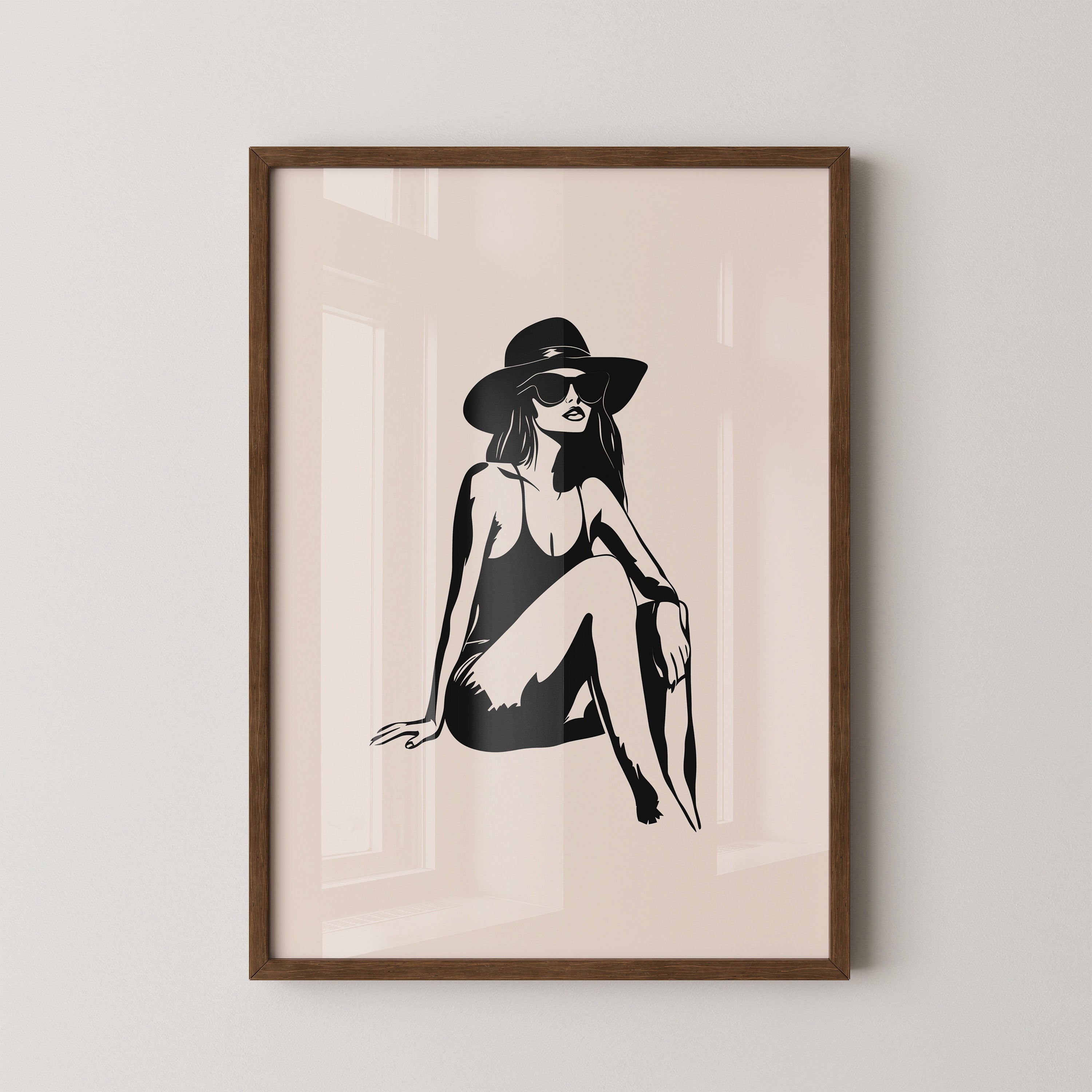 Dame mit Sonnenhut minimalistisch