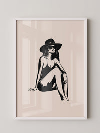Dame mit Sonnenhut minimalistisch