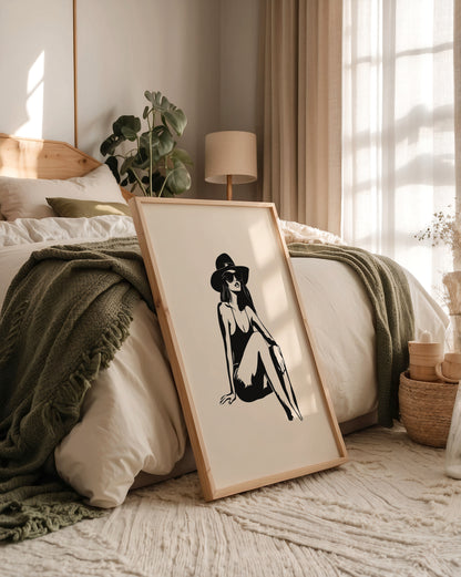 Dame mit Sonnenhut minimalistisch