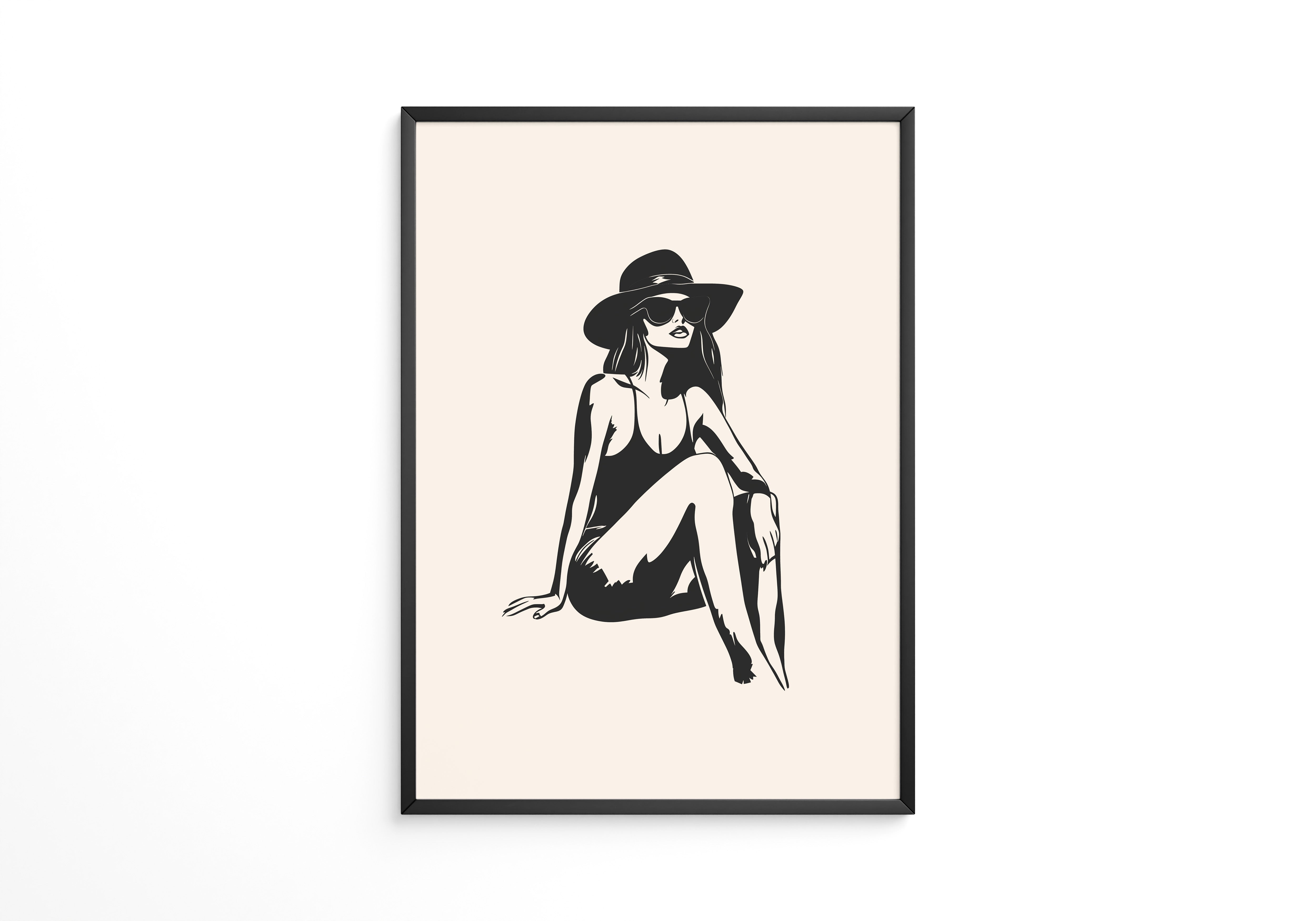 Dame mit Sonnenhut minimalistisch