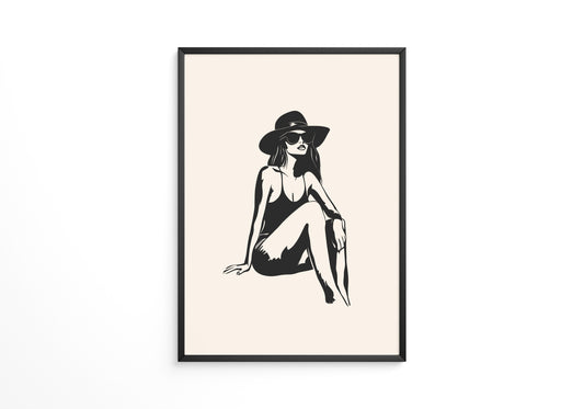 Dame mit Sonnenhut minimalistisch