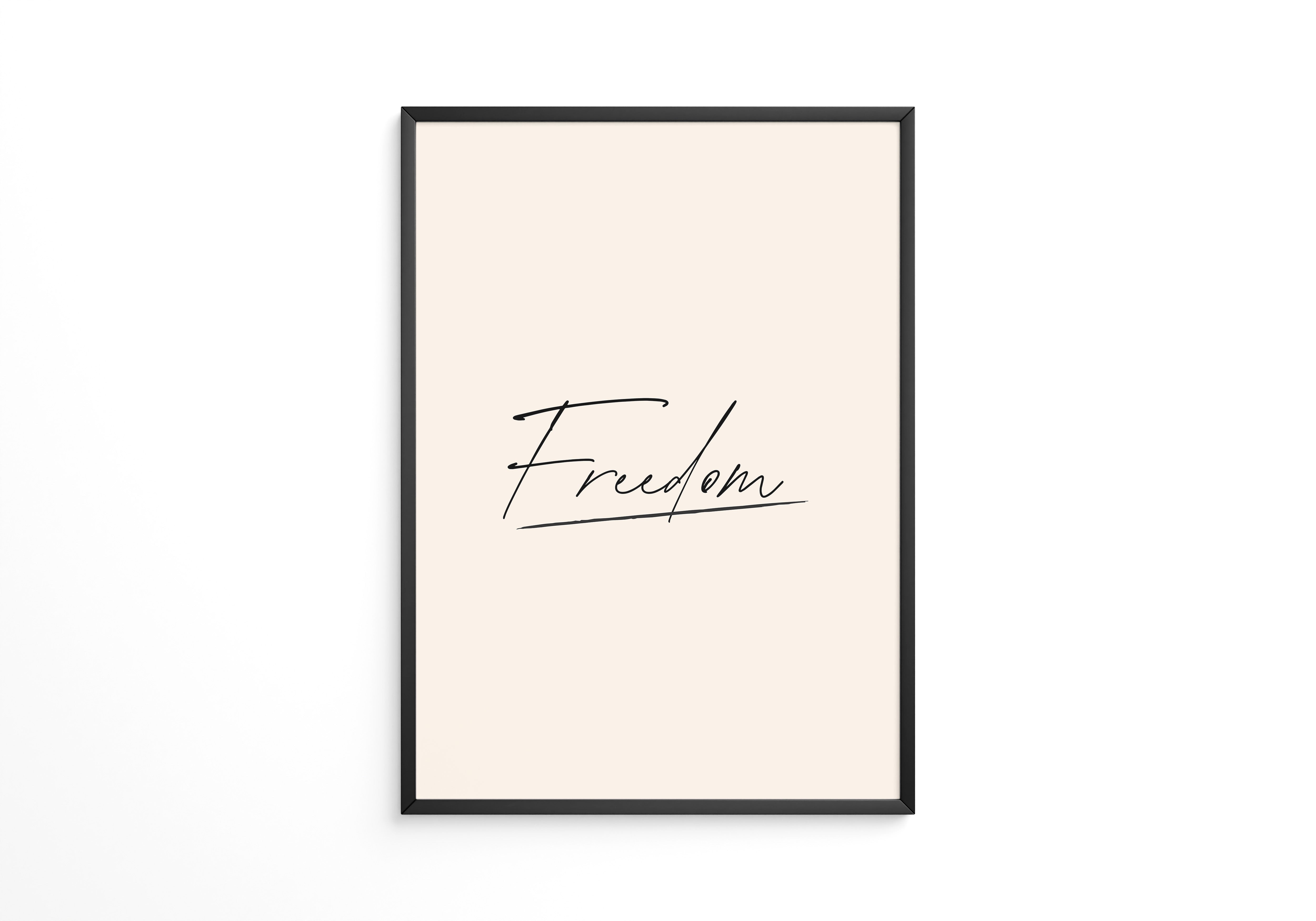 Freedom Schrift Schwarz Beige