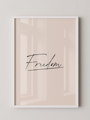 Freedom Schrift Schwarz Beige