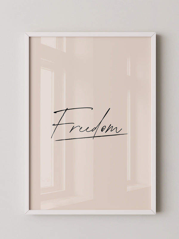 Freedom Schrift Schwarz Beige