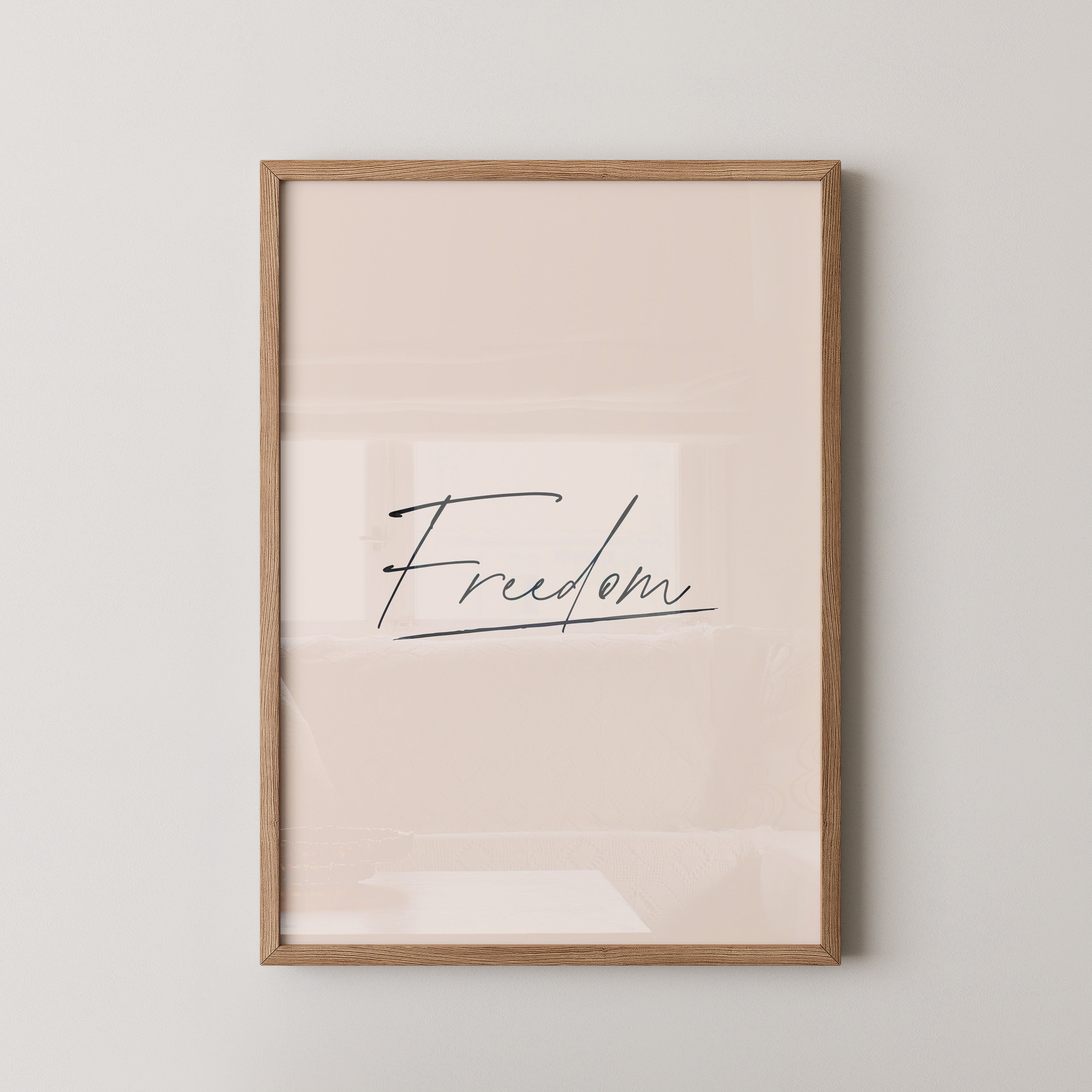 Freedom Schrift Schwarz Beige