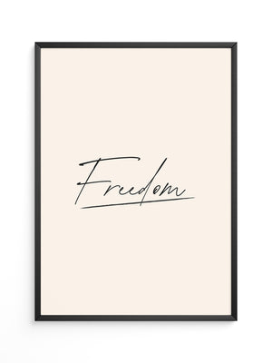 Freedom Schrift Schwarz Beige