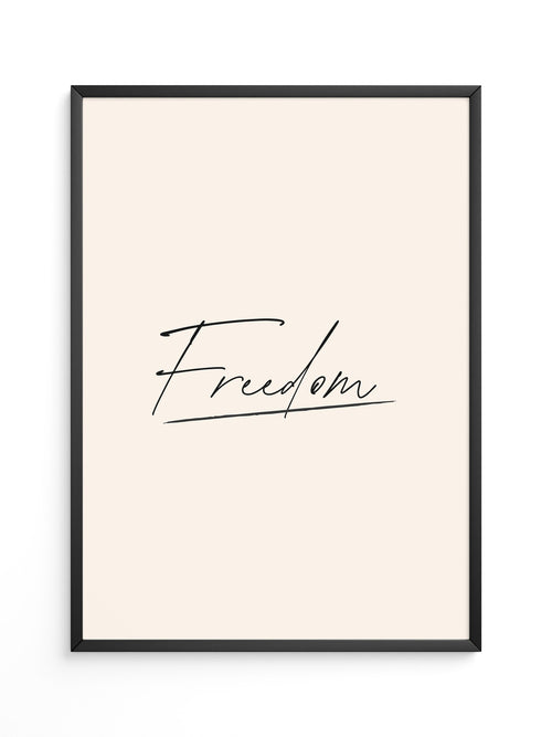 Freedom Schrift Schwarz Beige
