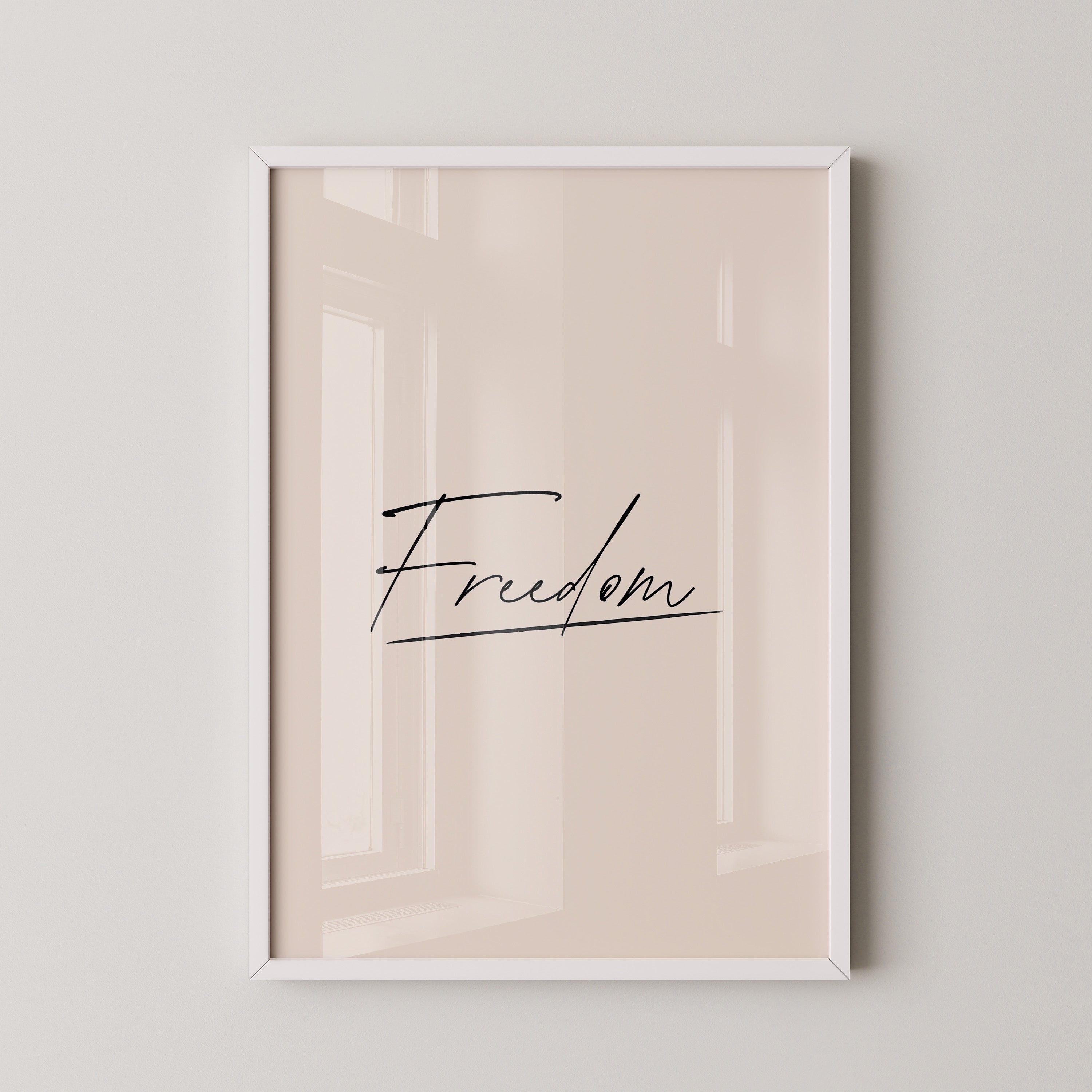 Freedom Schrift Schwarz Beige