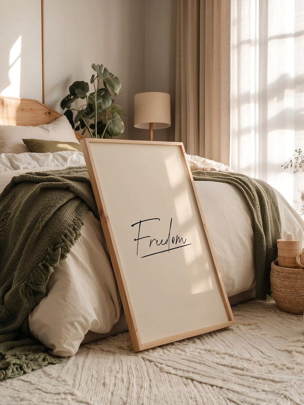 Freedom Schrift Schwarz Beige