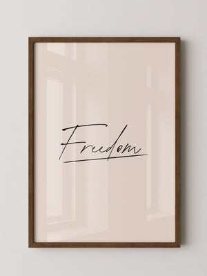 Freedom Schrift Schwarz Beige