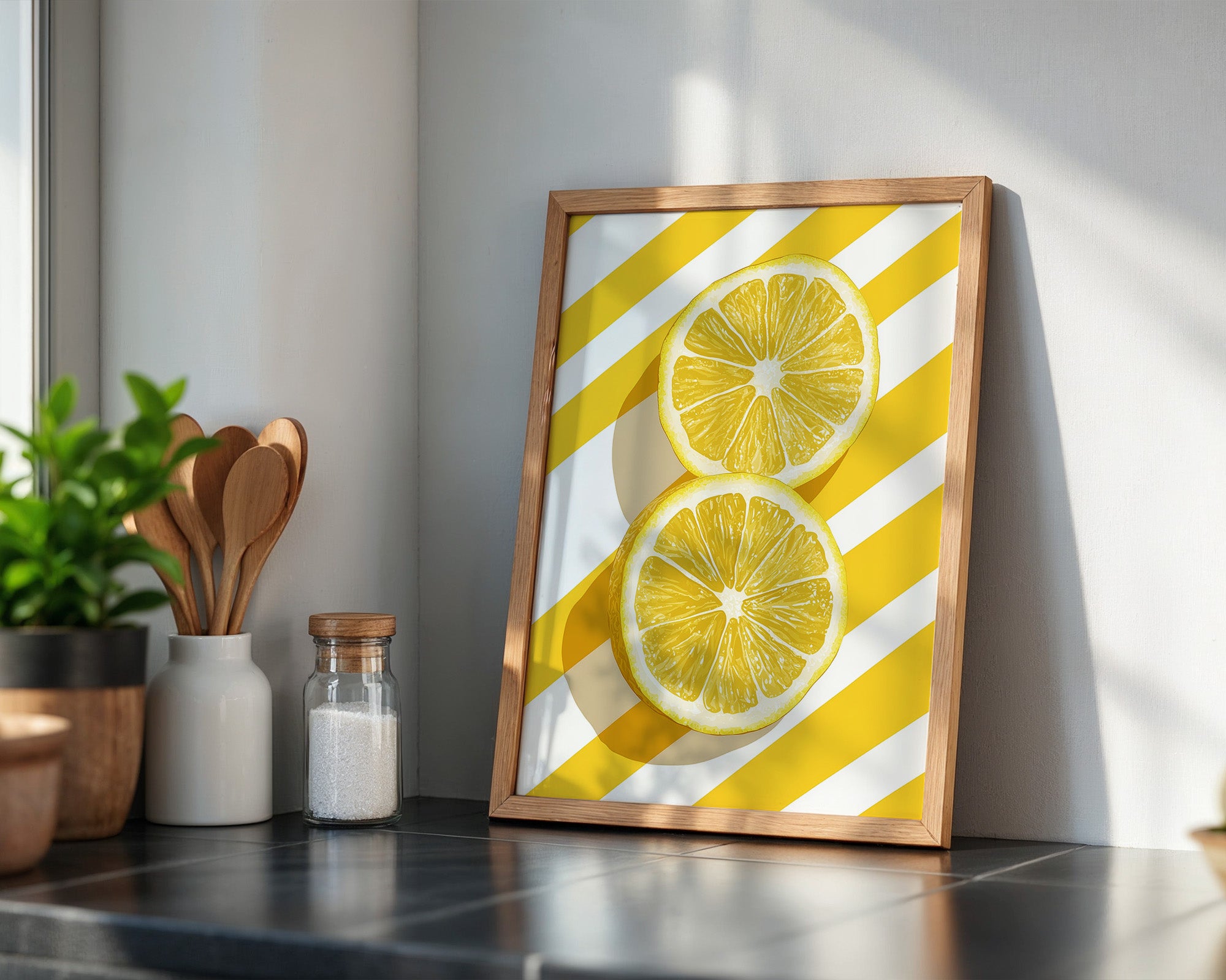 Zitronenscheiben Streifen Gelb